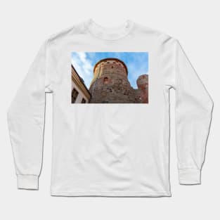 Medieval Bauska Castle courtyard with lookout tower Long Sleeve T-Shirt